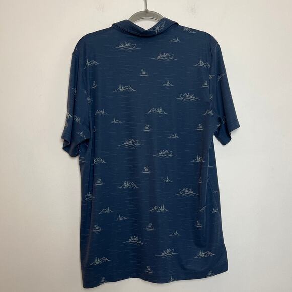 Travis Mathew Boat Mountain Print Short Sleeve Polo Top Size Xl Company Logo - Picture 2 of 8